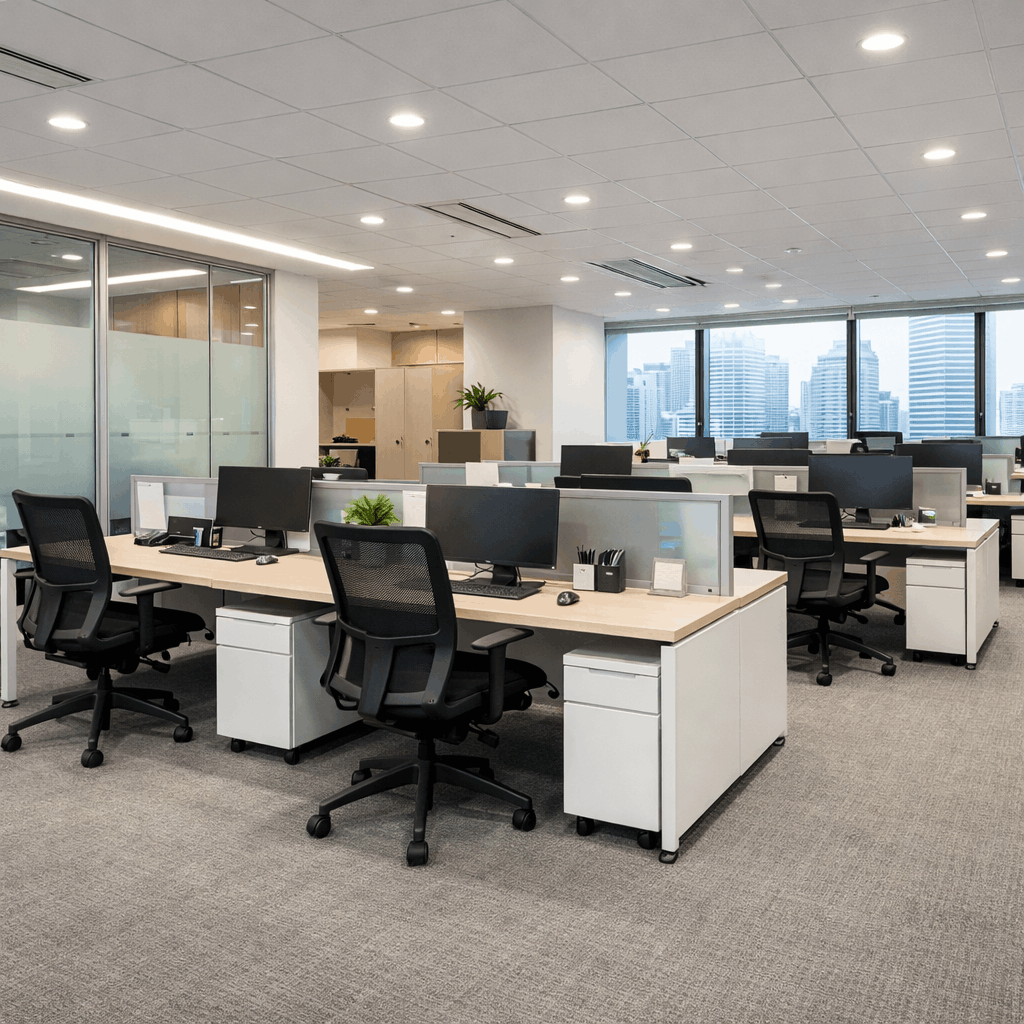 Clean office carpet in a modern Singapore commercial workspace