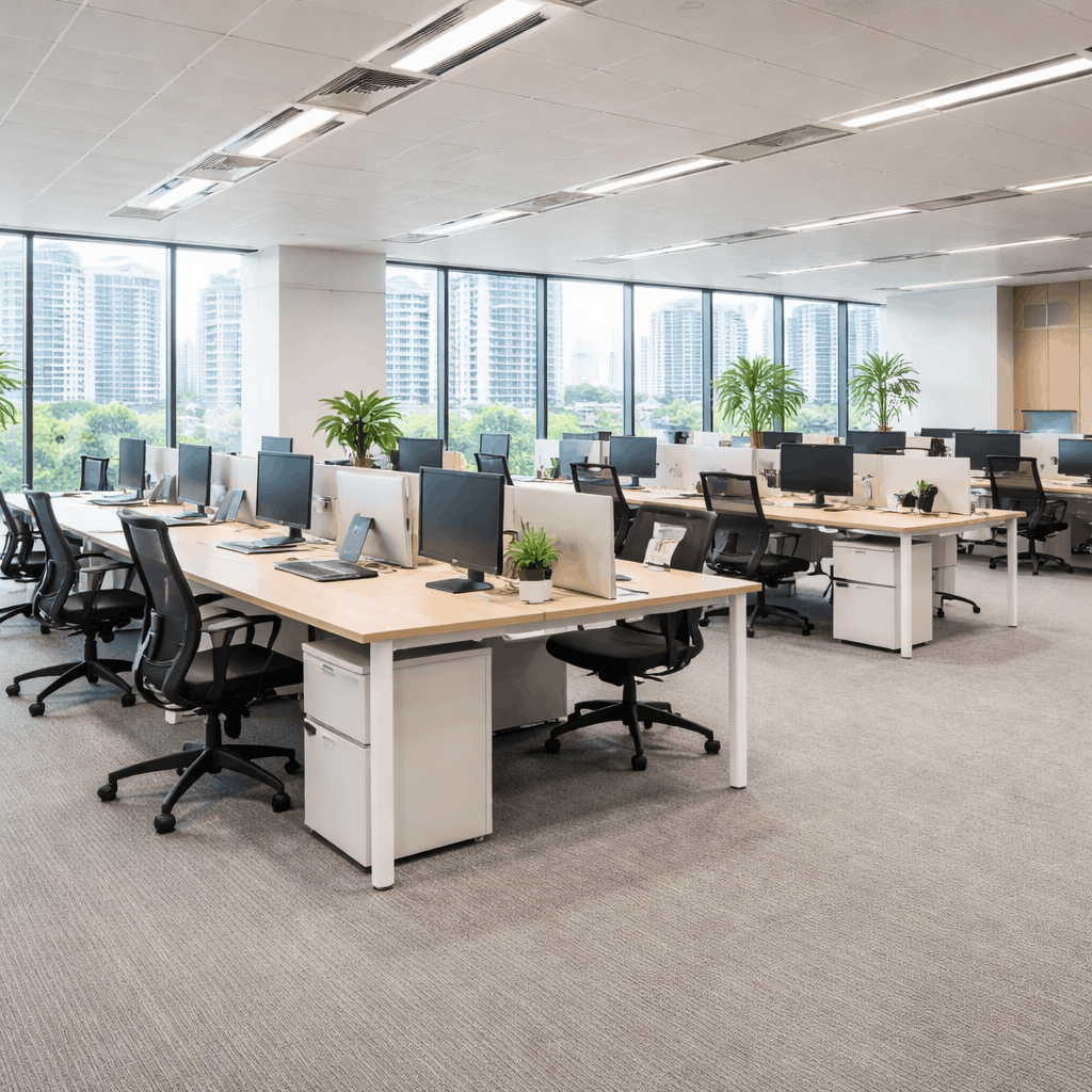 Clean office carpet in a modern Singapore commercial workspace