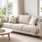Clean sofa in a modern Singapore home with bright natural lighting