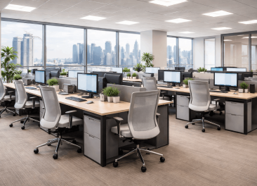 Clean office chairs in a modern Singapore workplace